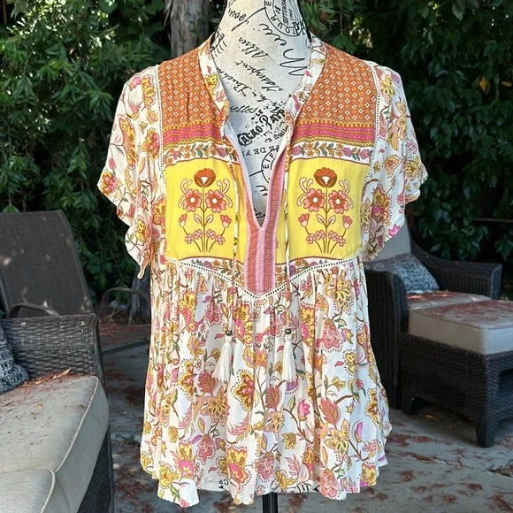 🌺Reserved Do Not Buy🌺EUC Spell Portobello Road Short Sleeve Blouse size medium - Picture 6 of 11